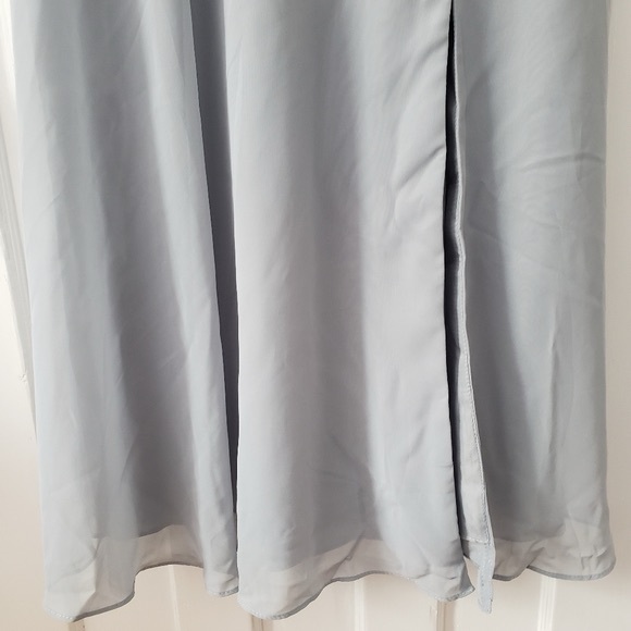 Azazie Clarissa  A Line Chiffon Tea Length Dress Dolphin Grey Sz A6 NWT - Picture 5 of 15